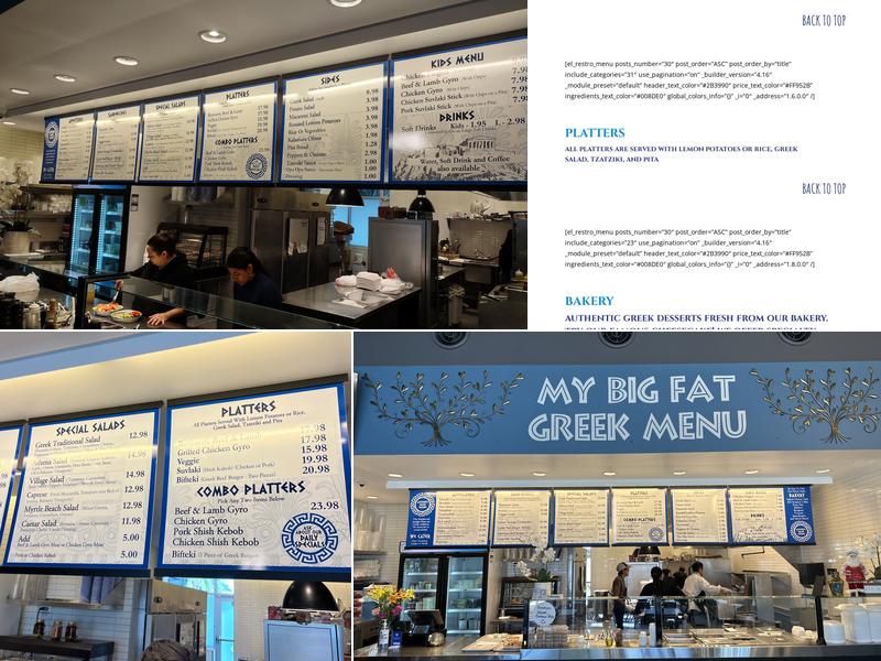 Opa Opa Taverna Menu