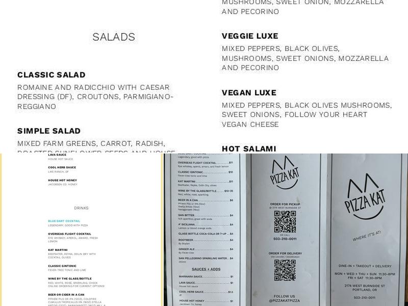 Pizza Kat Menu