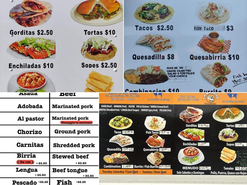 La Vaquita Taqueria Menu
