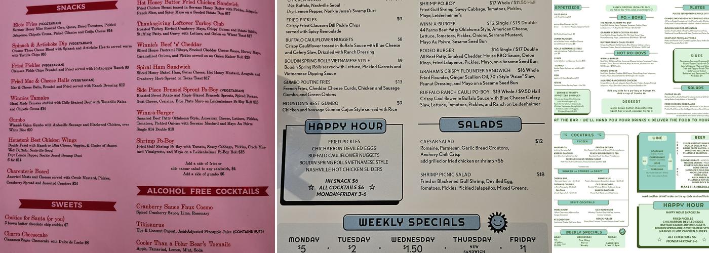 Winnie's Menu