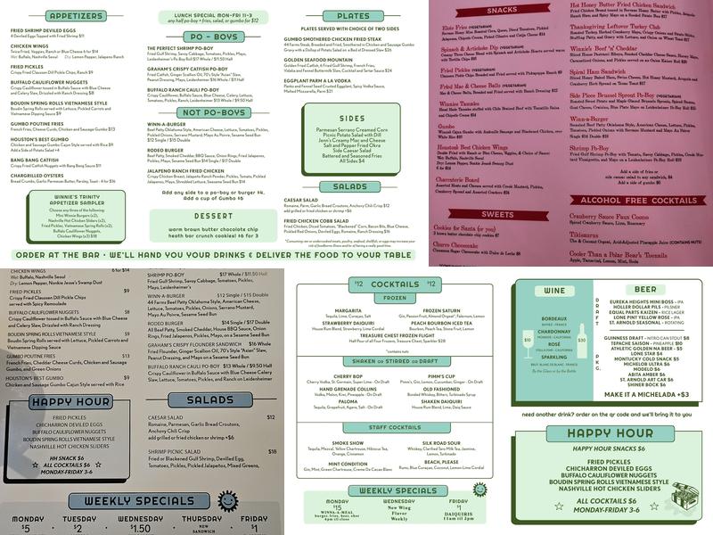 Winnie's Menu