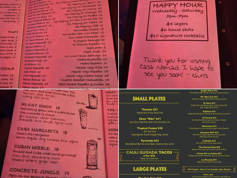 Casa Nomad Menu
