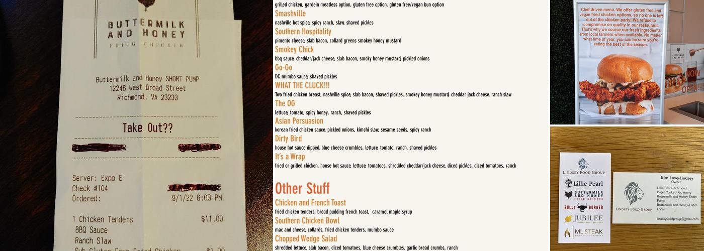 Buttermilk and Honey- SHORT PUMP!!! Menu