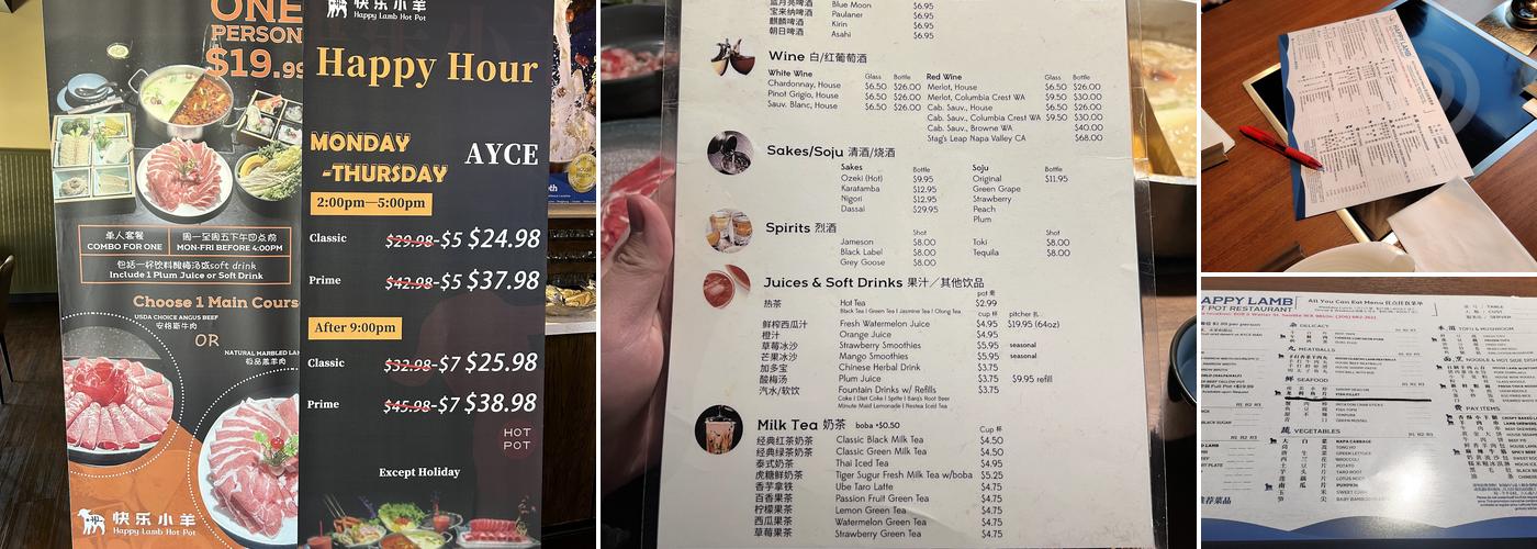 Happy Lamb Hot Pot, Seattle Menu
