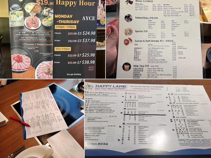 Happy Lamb Hot Pot, Seattle Menu