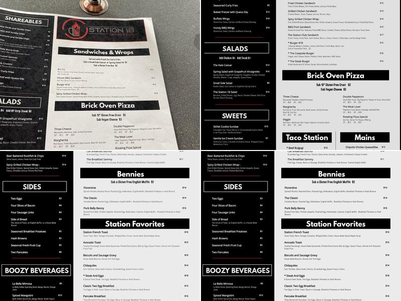 Station 18 Drinks & Eats Menu