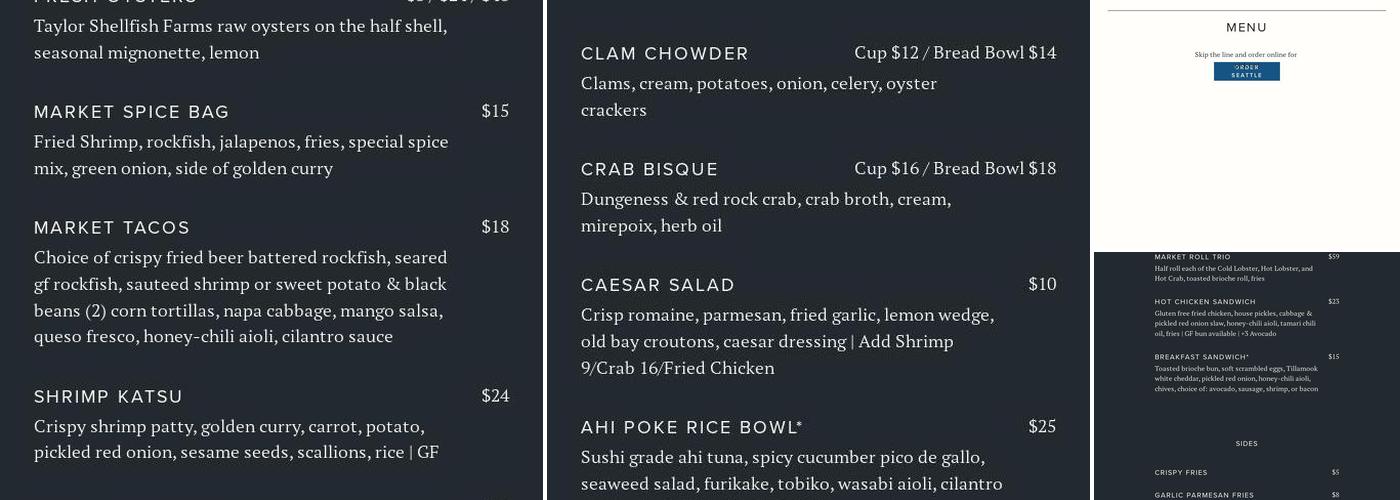 MARKET Seattle Menu
