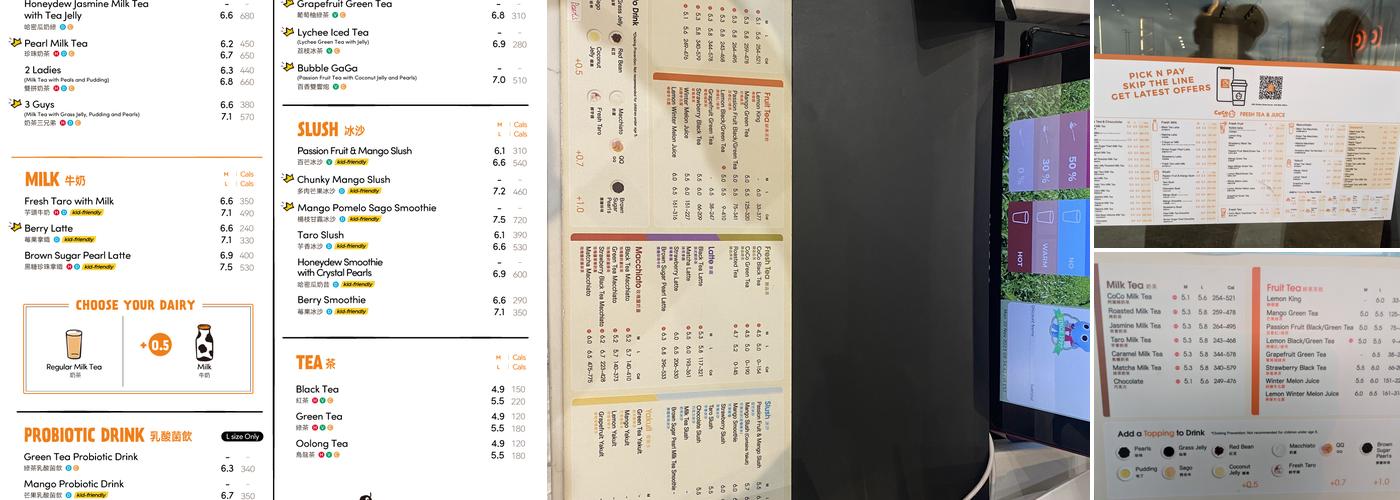 CoCo Fresh Tea & Juice Menu