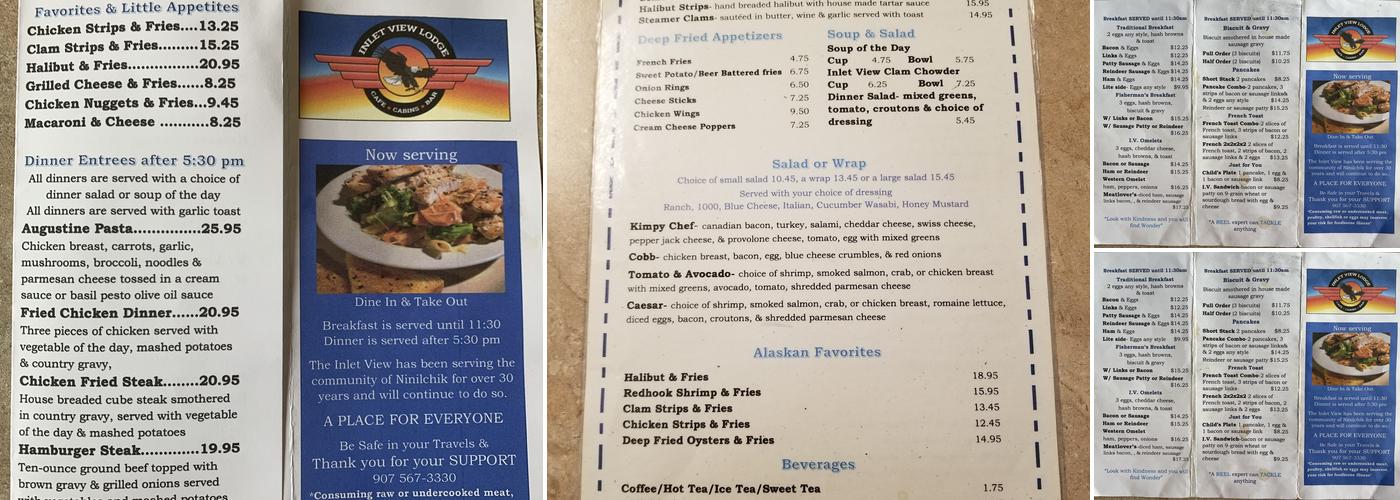 Inlet View Lodge Menu