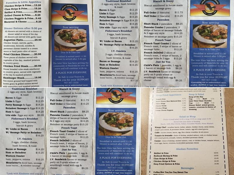 Inlet View Lodge Menu