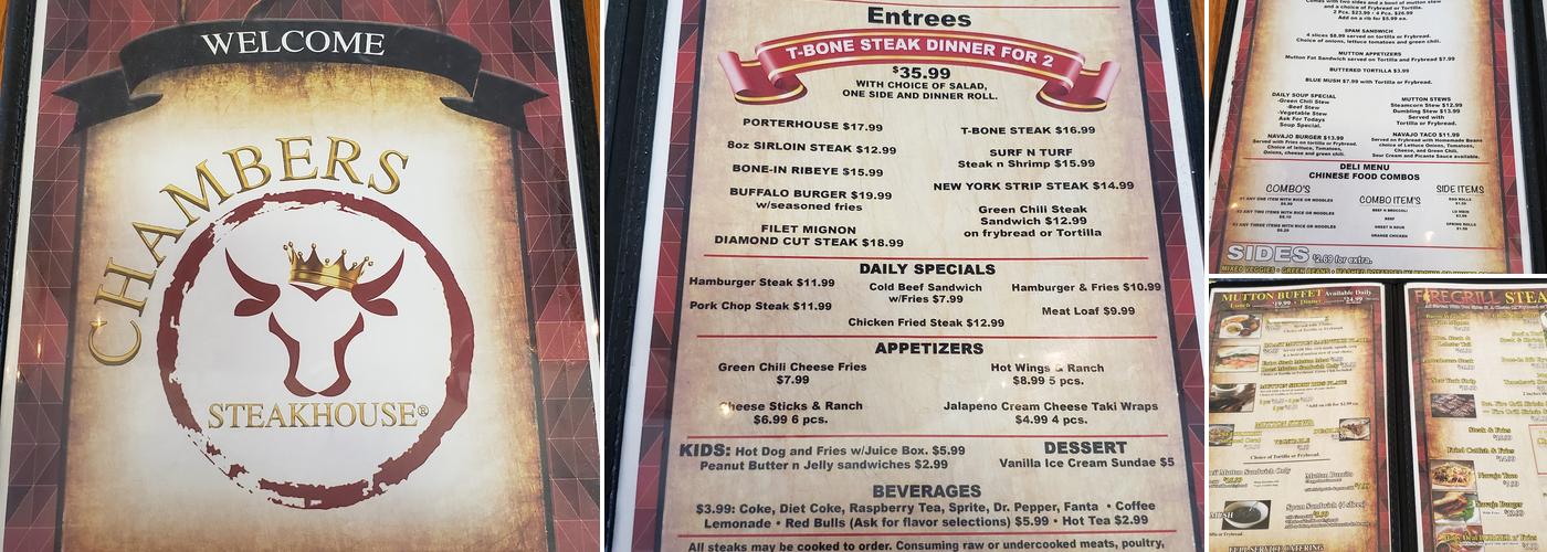 Chambers Steakhouse Menu