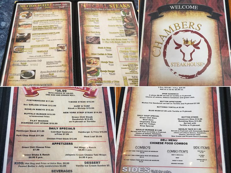 Chambers Steakhouse Menu