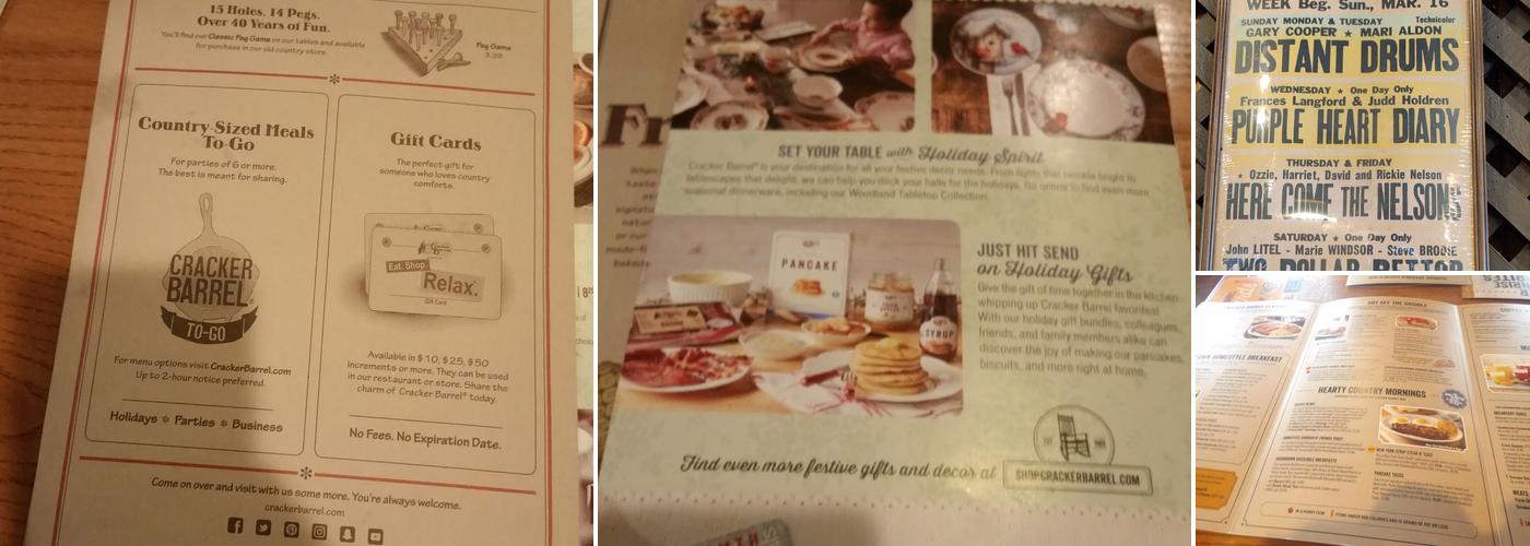 Cracker Barrel Old Country Store Menu