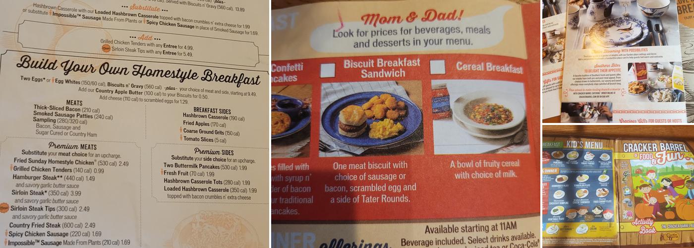 Cracker Barrel Old Country Store Menu