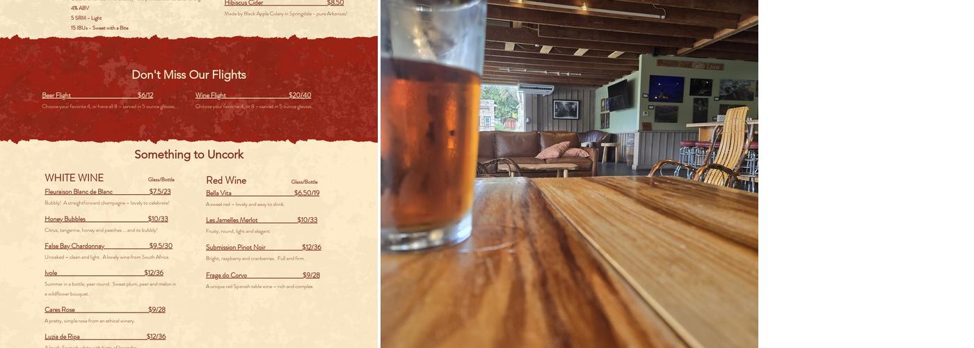 Norfork Brewing Co. Menu