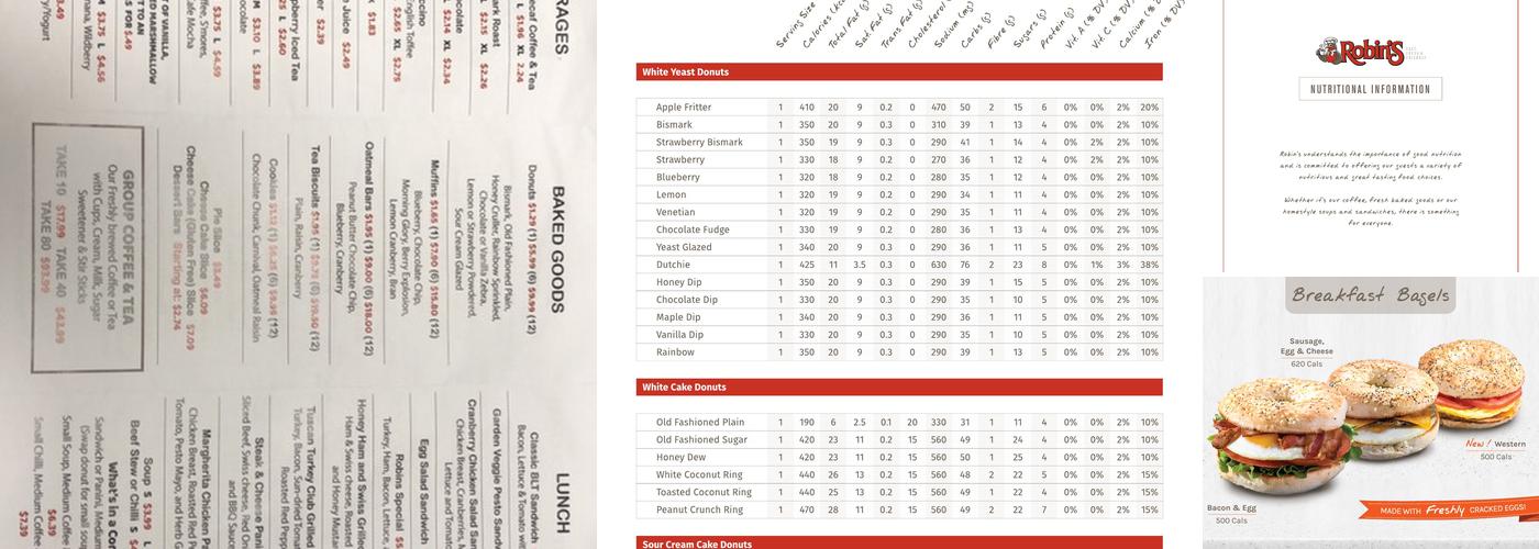Robins Donuts Menu
