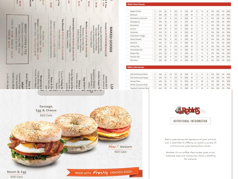Robins Donuts Menu