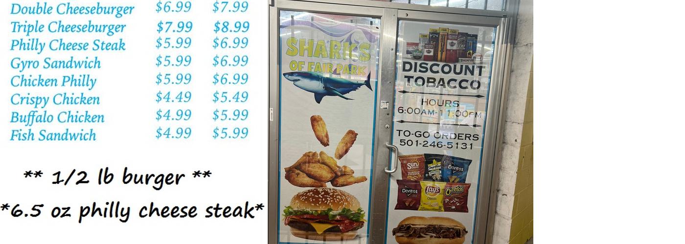 Sharks fair park Menu
