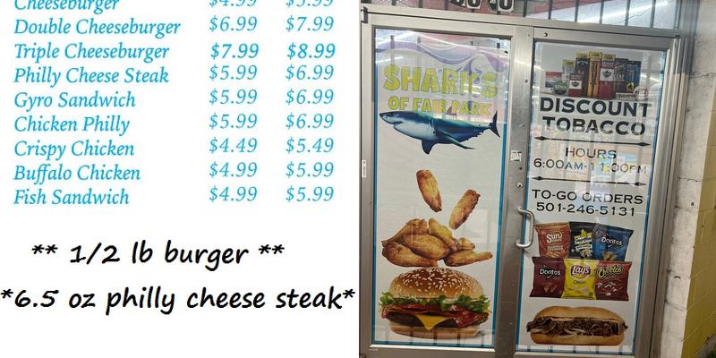 Sharks fair park Menu
