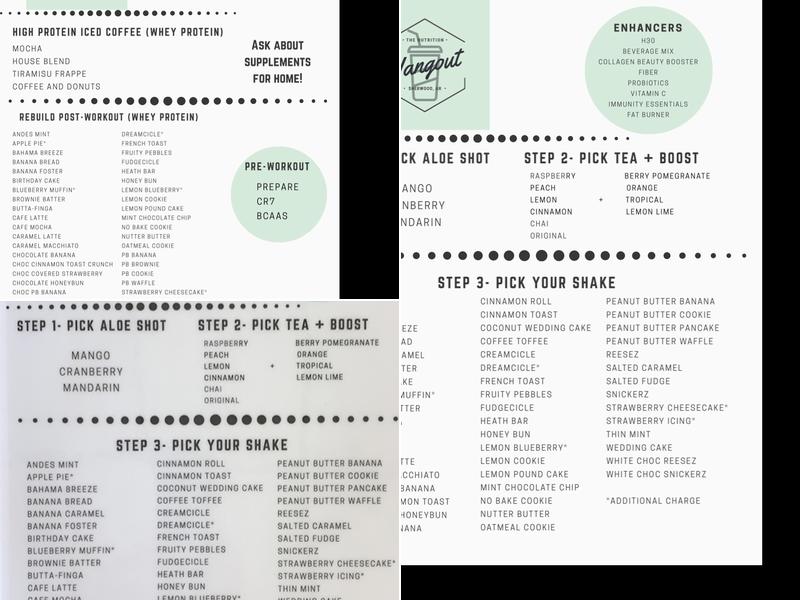 The Nutrition Hangout Menu