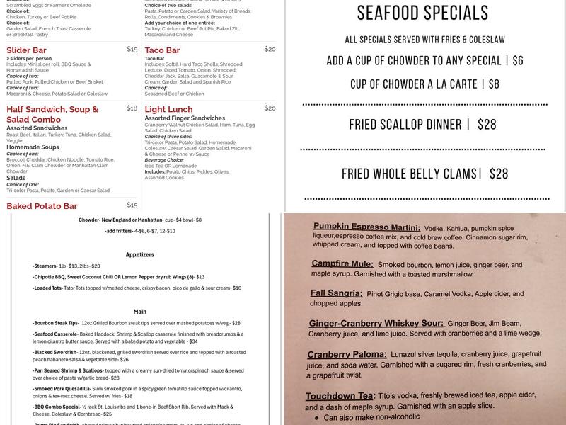 Mack's Catering Service Menu