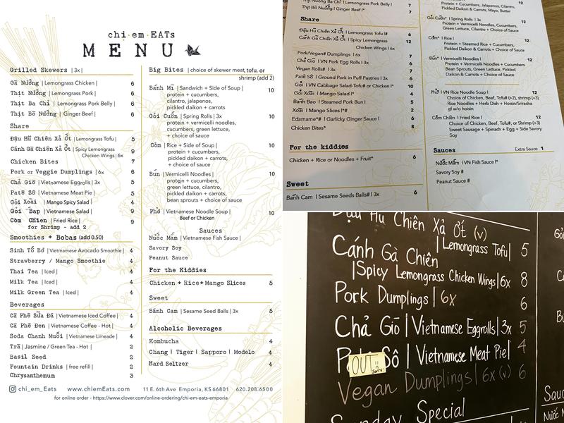 Chi Em Eats Menu