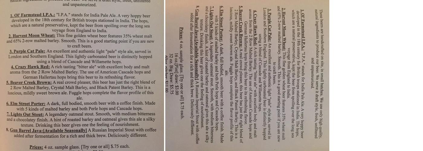 Miller Time Bar & Grill Menu