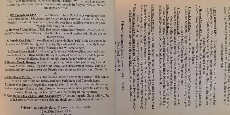 Miller Time Bar & Grill Menu