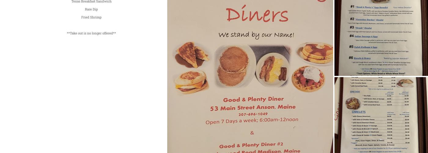 Good & Plenty Diner Menu