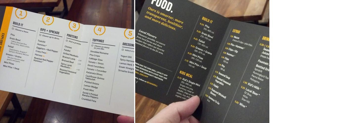 CAVA Menu