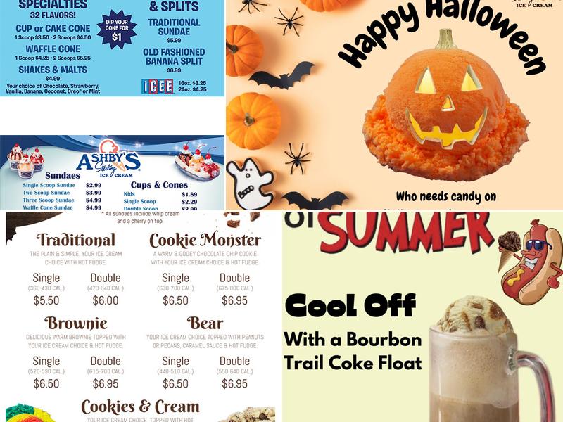 Ashby's Sterling Ice Cream Menu