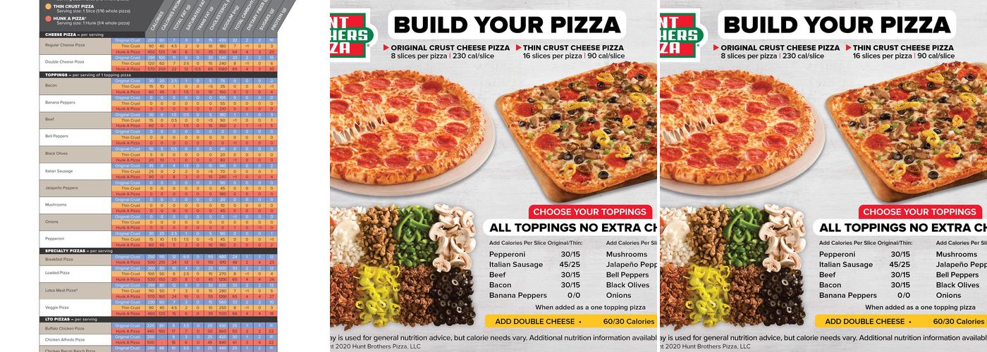 Hunt Brothers Pizza Menu
