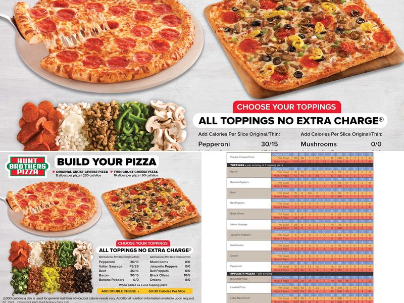 Hunt Brothers Pizza Menu