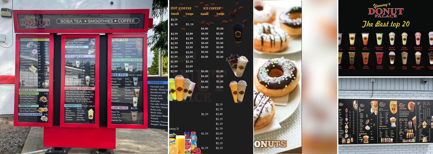 Yummy donut palace.boba tea.smoothie.coffee Menu