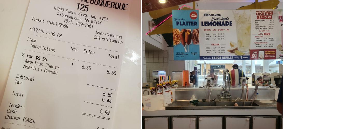 Hot Dog on a Stick Menu