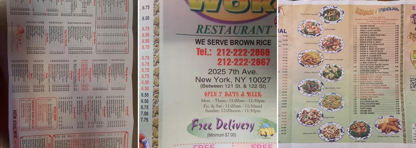 New King Wok Menu