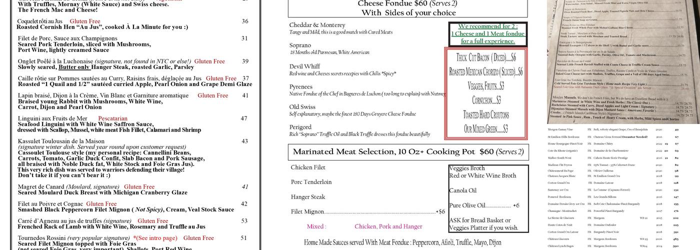 La Sirène Soho Menu