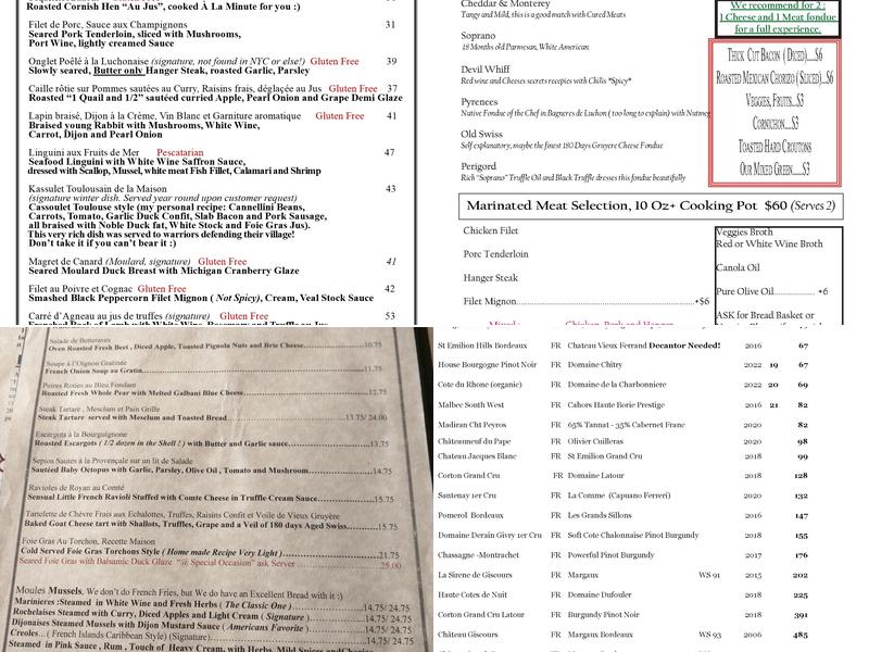 La Sirène Soho Menu