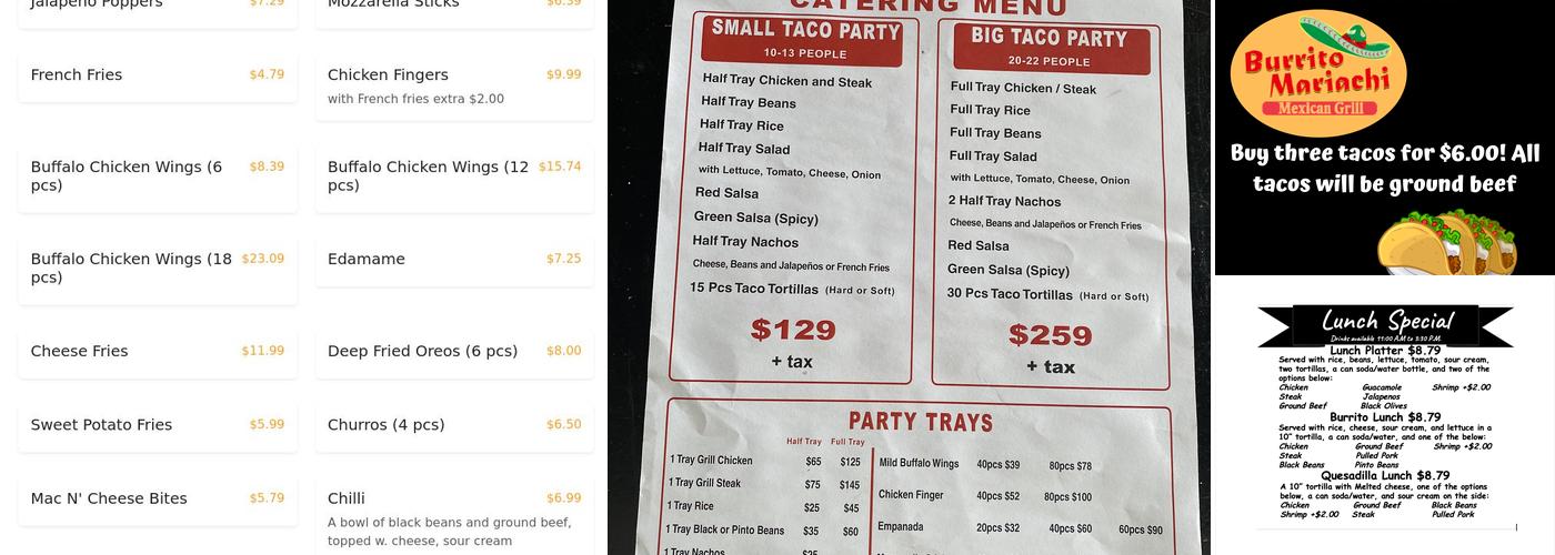 Burrito Mariachi Menu