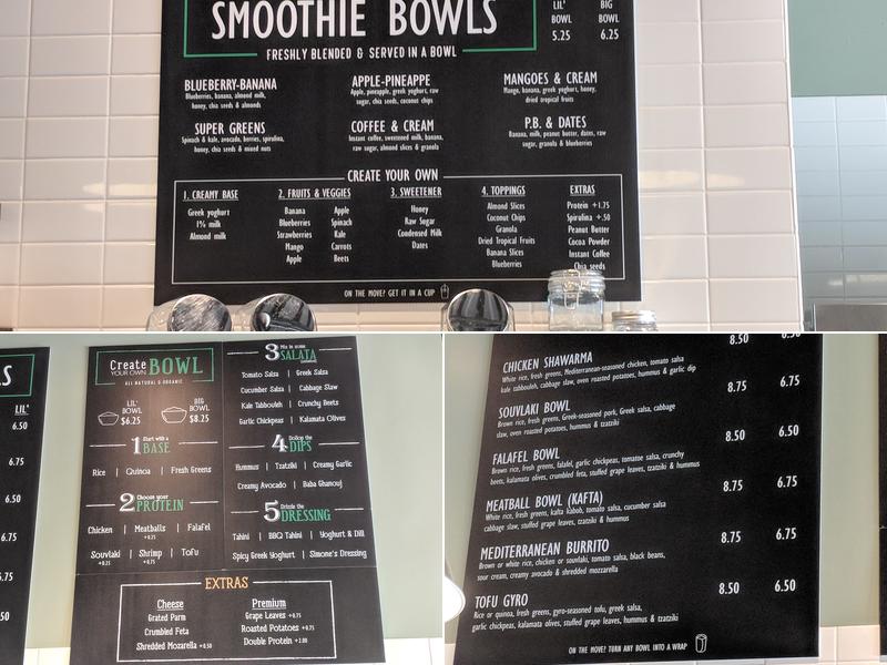 Simone's Kitchen Menu