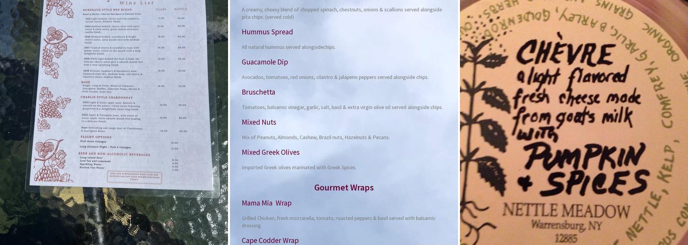 Harmony Vineyards Menu