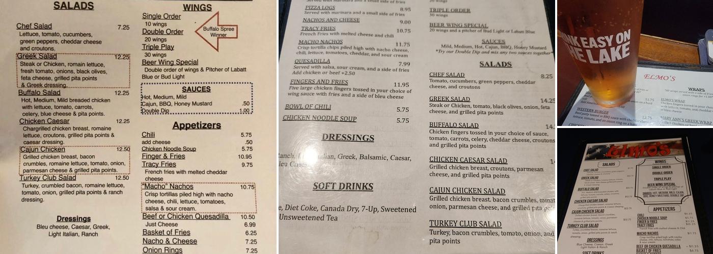 ELMO'S RESTAURANT & BAR Menu