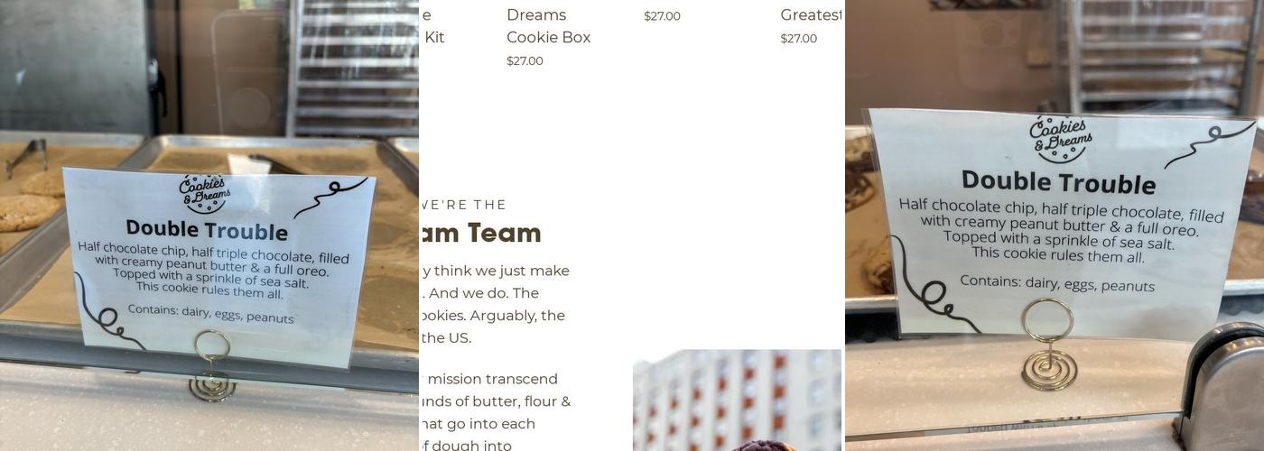 Cookies & Dreams Menu