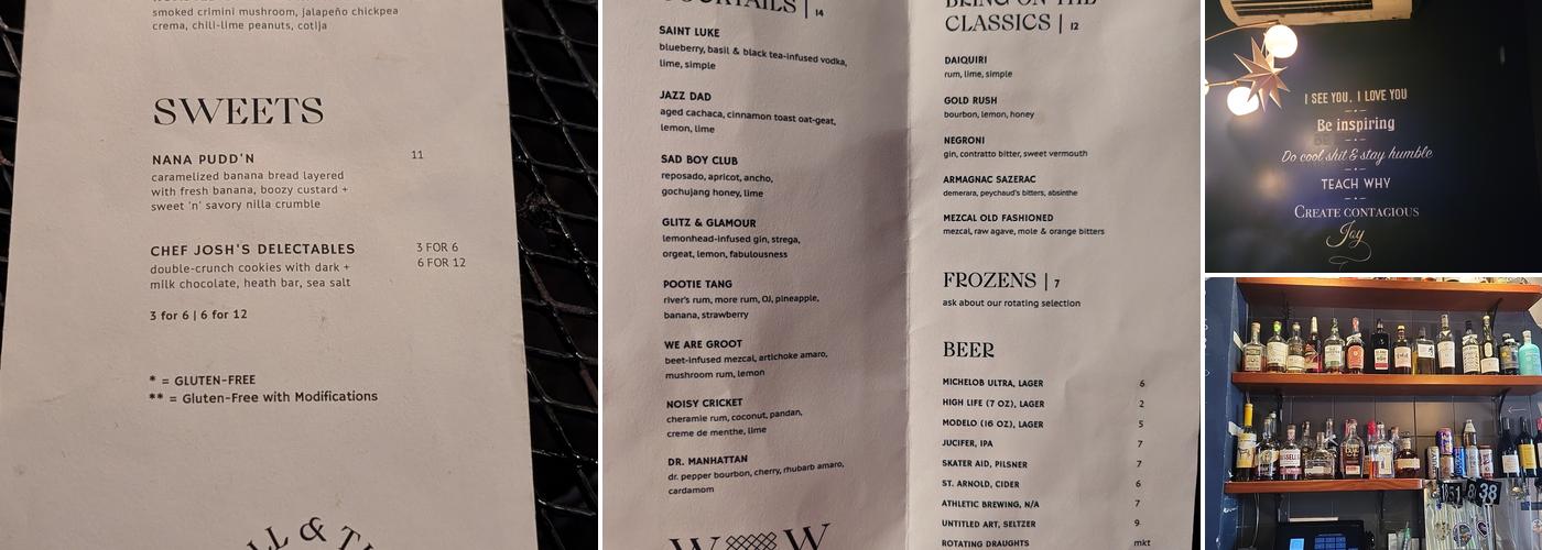 The Will & The Way Menu