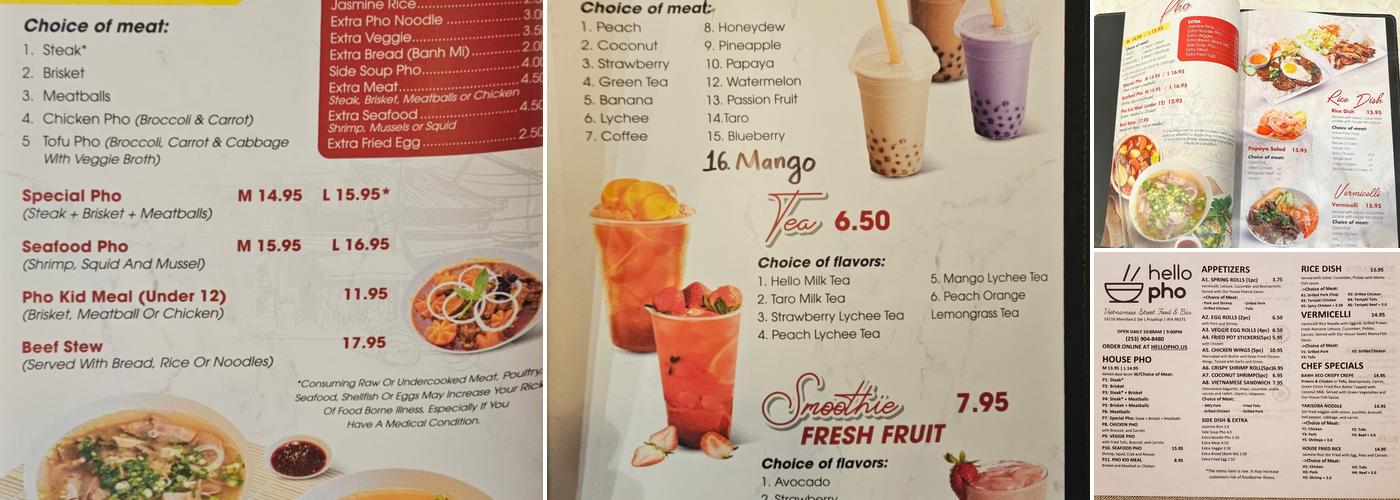 Hello Pho Menu