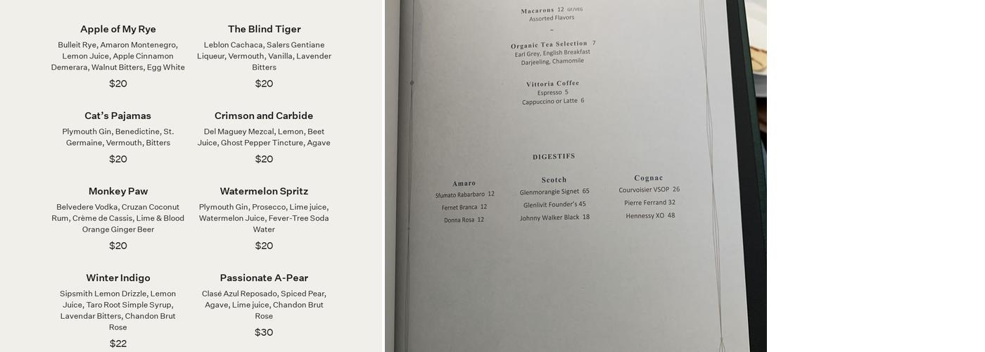 Bar Pendry Chicago Menu