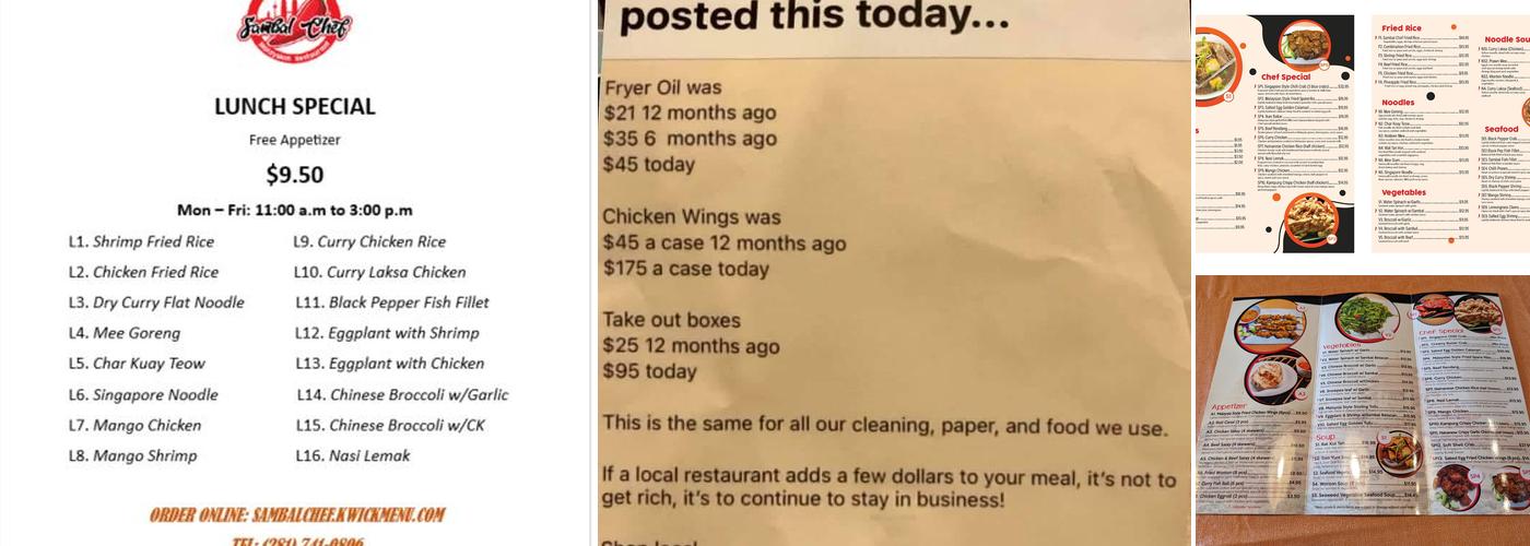Sambal Chef Menu