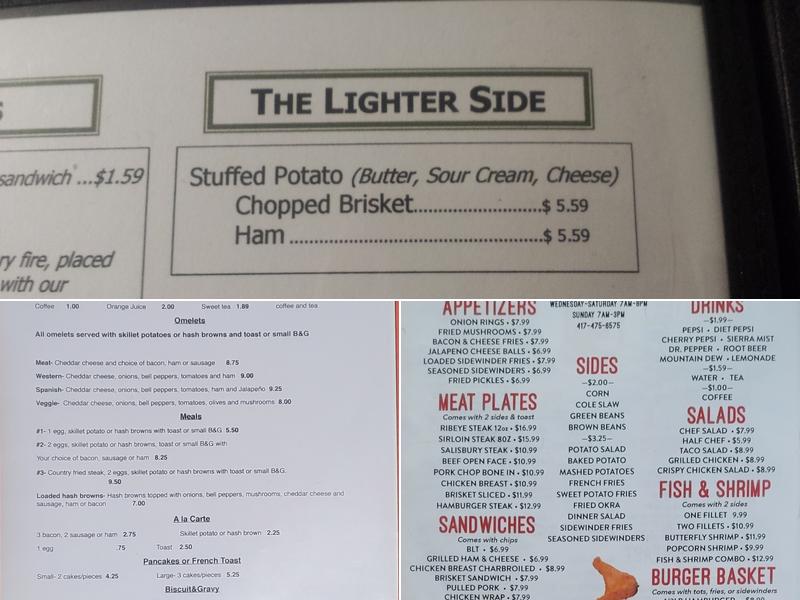 Sidewinders Menu