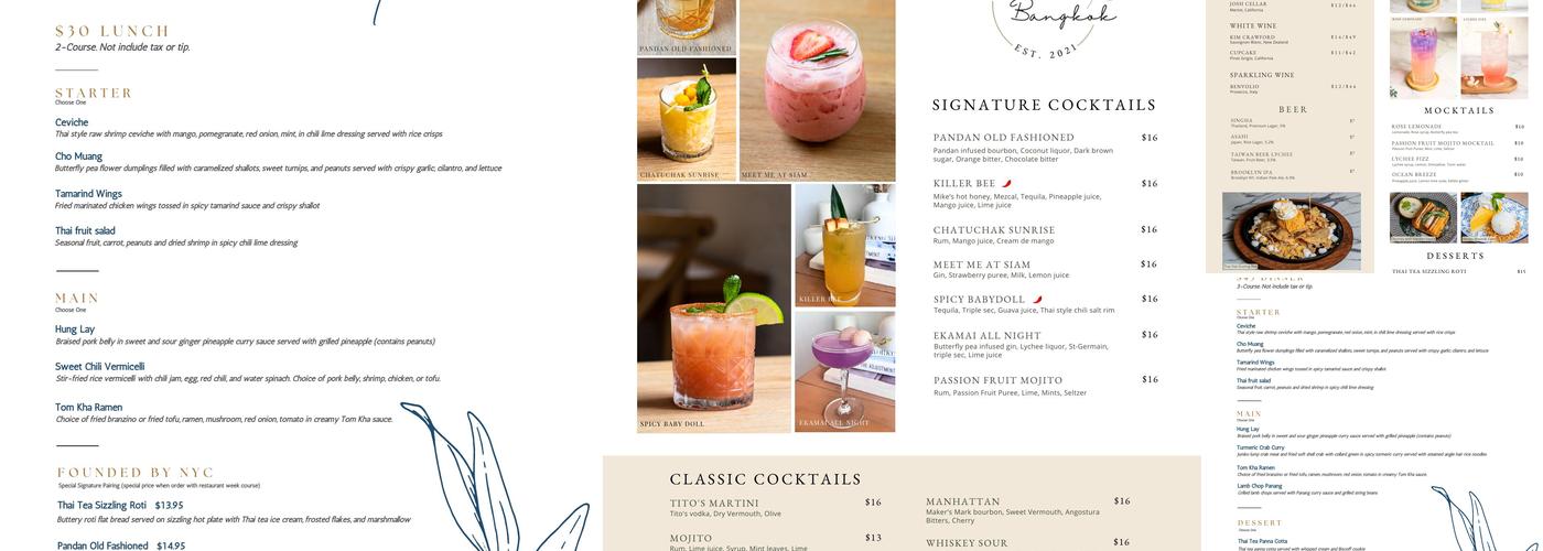 When in Bangkok Menu