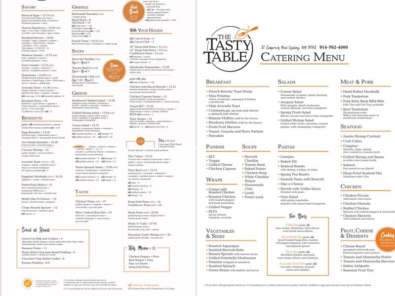 The Tasty Table Too Menu